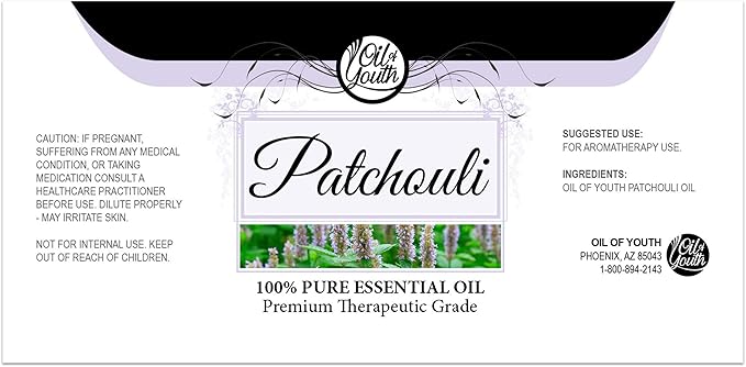 Oil of Youth Patchouli Essential Oil – Pure Therapeutic Grade for Aromatherapy, Diffuser, Hair Care, Enhances Mood – Natural Patchouli Scent (16oz Bulk)