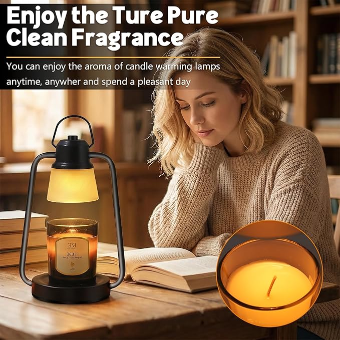 Candle Warmer Lamp with Timer, for Women,Dimmable Electric Wax Melt Warmer for Jar Candles, Vintage Candle Lamp Warmer with 2 Bulbs, House Warming Gifts New Home Decor