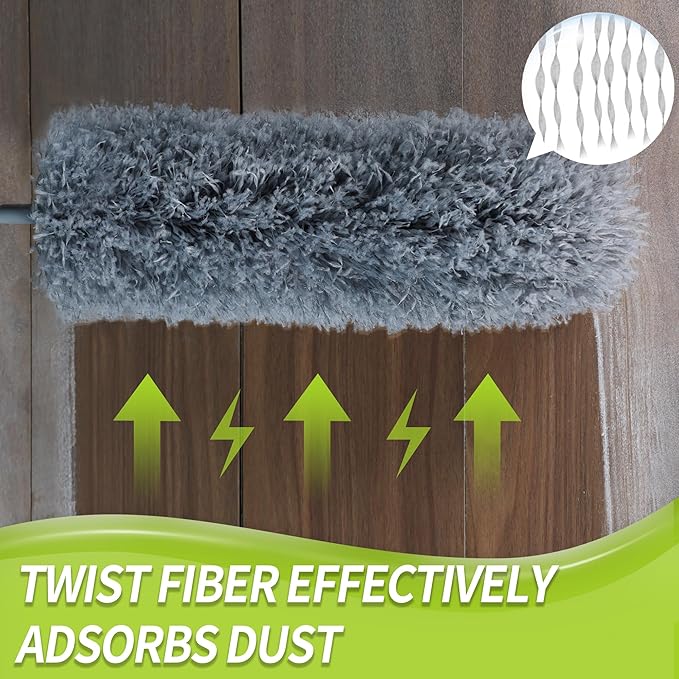IVYROLL Cobweb Duster with Extension Pole, Spider Web Brush & Ceiling Cleaning Kit, 100" Microfiber Feather Duster Cleaner with Washable Head for Ceiling Fan, Furniture, Home