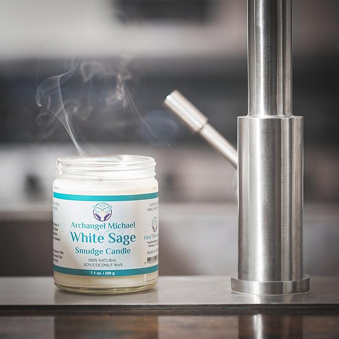 White Sage Candles for Cleansing House Chakra Healing | Energy Cleansing Smudge Candle | Natural Aromatherapy Candle | Sage for Cleansing House Negative Energy (7 oz) (White Sage)