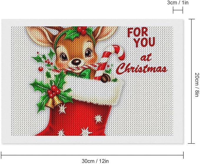 AIVKIEJK Diamond Painting Kits for Adults - Deer Sugar Bell Holiday Christmas Painting DIY 5D Full Drill Diamond Dots Paintings with Diamonds Gem Art and Crafts Home Decor 8"x12"