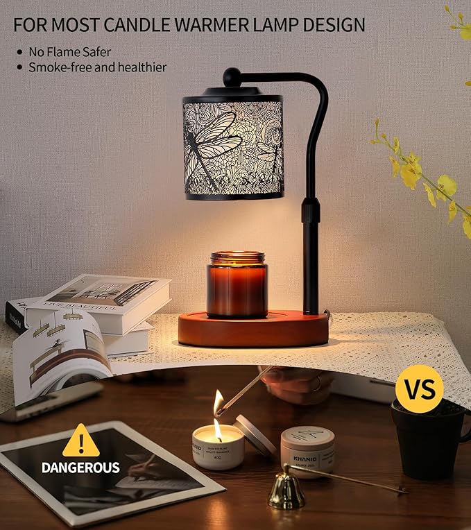 Candle Warmer Lamp with Timer, Dragonfly Candle Warmer Lamp with Jar Candles,Wax Melt Warmer for Housewarming Gift, Birthday Mother's Day Valentines Gifts for Women,Mom,Sister,Bedroom Home Decor