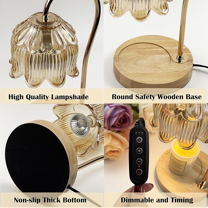Candle Warmer Lamp With Timer Dimmable, Scented Wax Melts Warmer Lamp,Electric Flameless Fragrance Candle Warmer For Candle Jar,Mothers Day Birthday Gifts For Women,Office Home Bedroom Deco(2 Bulbs)