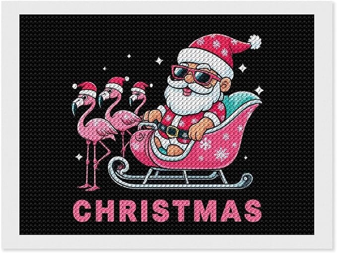 AIVKIEJK Diamond Painting Kits for Adults - Christmas Santa Flamingo Xmas Painting DIY 5D Full Drill Diamond Dots Paintings with Diamonds Gem Art and Crafts Home Decor 12"x16"