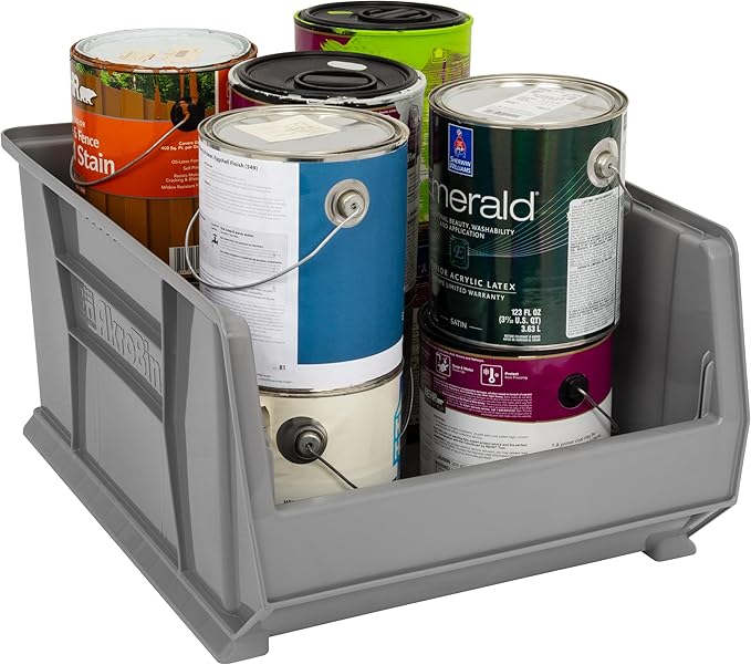 Akro-Mils 30289 Super-Size AkroBins Plastic Storage Bins, Space-Saving Stackable Bins for Garage, Classroom, Warehouse Organization, 24" L x 18" W x 12" H, Grey, 1-Pack