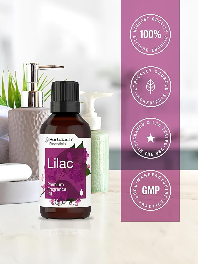 Horbäach Lilac Fragrance Oil | 1 fl oz (30ml) | Premium Grade | for Diffusers, Candle and Soap Making, DIY Projects & More