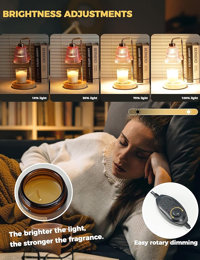 GODONLIF Candle Warmer Lamp with Timer Dimmable, Birthday Gifts for Women Mom, House Warming Gifts New Home Decor, Wax Melt Warmer for Jar Candles with 2 Bulbs