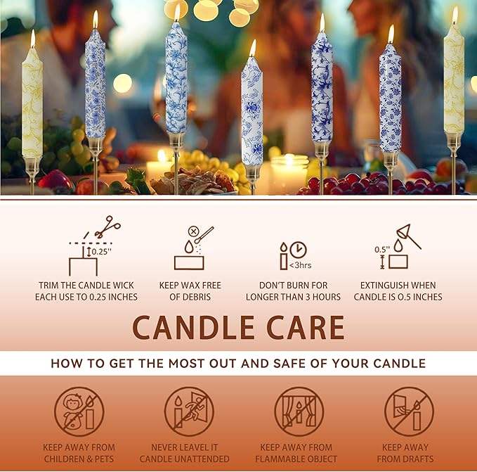 7 inch Short Candle Floral Candle Sticks Printed Candlestick Handmade Unscented Taper Candle 4 Pack Sunflower Tapered Candles for Home Dinner Wedding Holiday