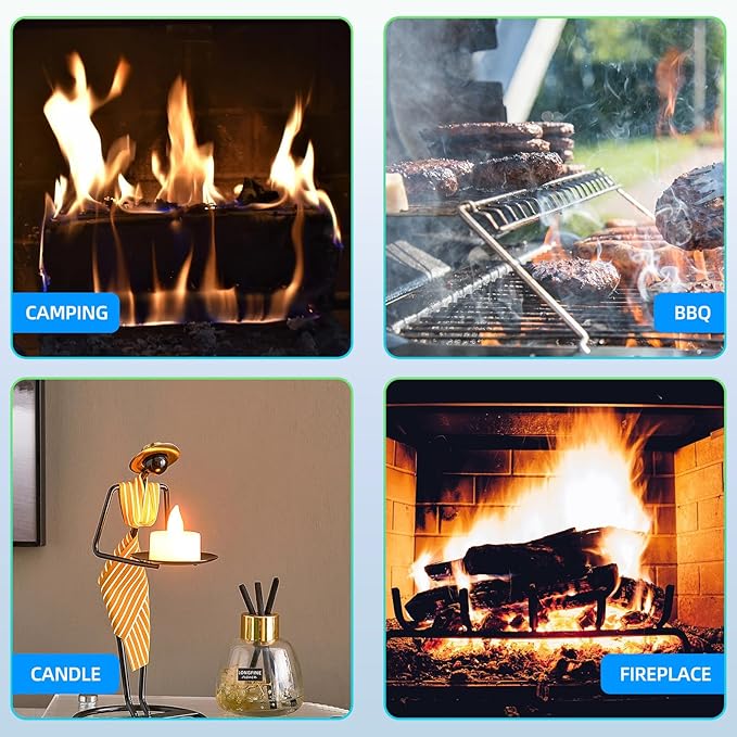 Large Torch Lighter, Camping Windproof Refillable Butane Lighters, Jet Flame Straight Flame Bright Fire Adjustable Color for Survival Candle Hiking Fireplace Kitchen Home Party BBQ (Without Fuel)