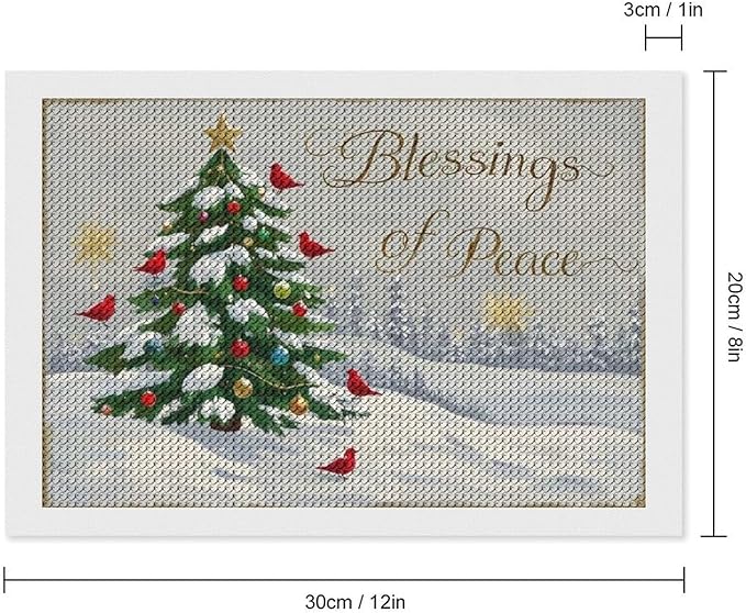 Diamond Painting Kits for Adults - Christmas Snowy Pine & Inspirational Blessings of Peace Painting DIY 5D Full Drill Diamond Dots Paintings with Diamonds Gem Art And Crafts Home Decor 8"x12"