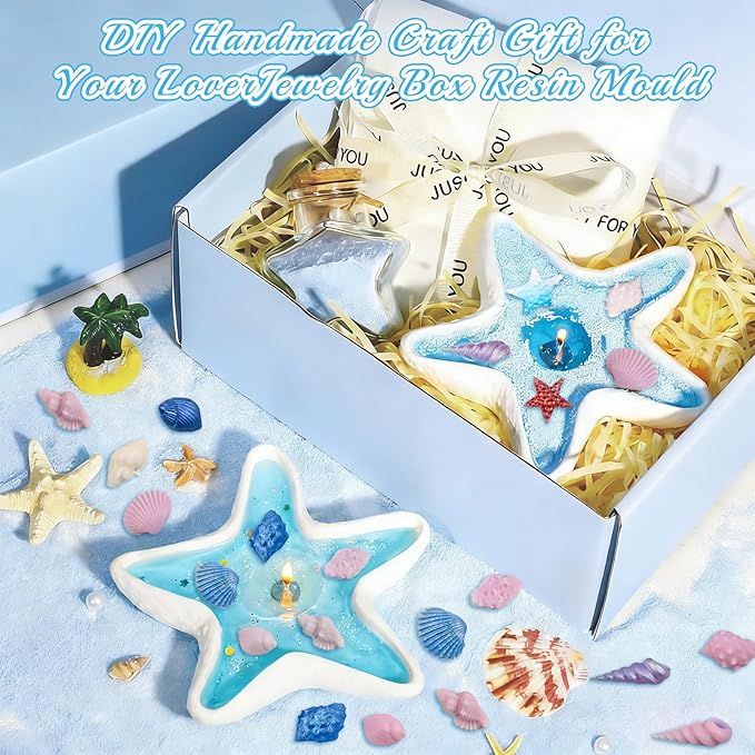 Marine Candle Molds, Starfish Candle Vessel Mold and Ocean Fondant Mold Sea Silicone Set for Handmade Scented Candles DIY Mom Gift Home Decor