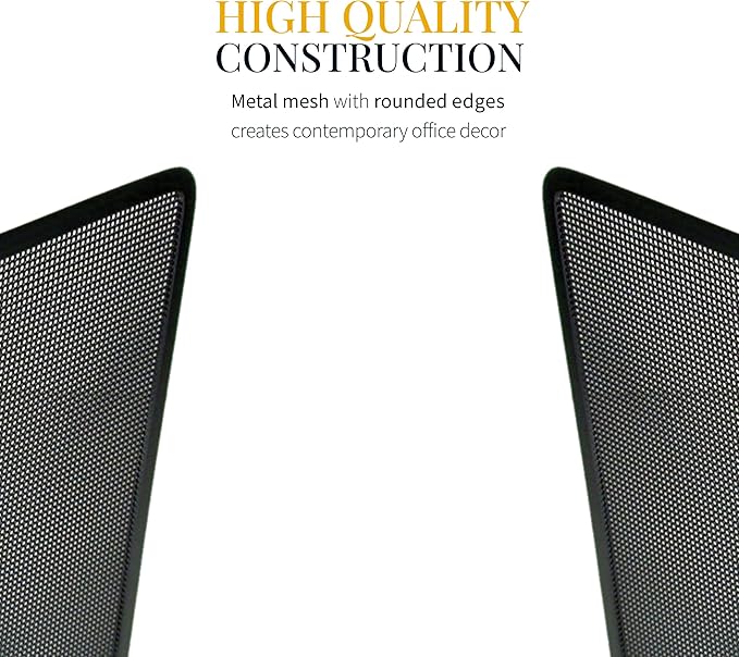 Artistic Contemporary Mesh Metal Desktop File Sorter for Neat and Organized Surfaces in Office, School, and Home, Black