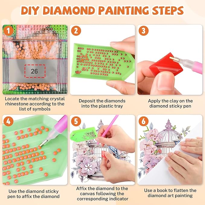 Masendp Birdcage Diamond Painting Double-Sided Hanging Ornament Set, DIY Irregular Shaped Rhinestone Window Decoration Set, Suitable for Home and Garden Wall Decoration Gifts