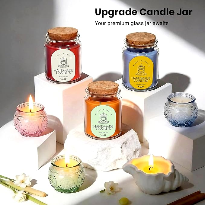 113Pcs Candle Making Kit for Adults, Complete Soy Wax Candle Making Supplies, 6 Glass Jars & 1 Special Stylish Jar, 6 Fragrance Oils, Molds, Wicks, 2 Pots–Beginner Friendly DIY Craft Kit for Women Men