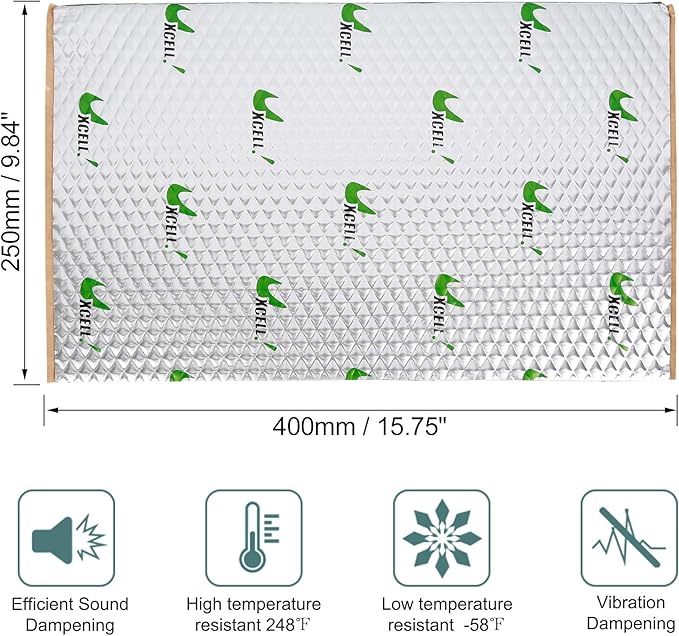 uxcell 25pcs 80mil 26.5sqft Car Sound Deadener Heat Insulation Mat Butyl Pad Damping Self Adhesive Deadening Material Door Roof Floor Sound Barrier