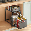 Under Sink Organizer, Pull Out Cabinet Organizer 2 Tier Slide Out Sink Shelf Cabinet Storage Shelves, Under Sink Storage for Kitchen Bathroom Cabinet, Black, 1 Pack