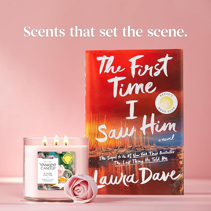 Yankee Candle x Reese’s Book Club, A Fresh Chapter, Spring Scented Candle, Bright Pomelo Scent, Blooming Rose Scent, 14.5oz 3-Wick Candle Jar with up to 40 Hours Burn Time, Giftable