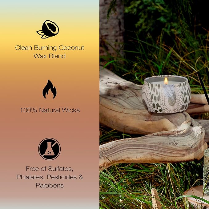 Voluspa Santal Vanille, Mini Tin Candle, 4 Ounce, 25 Hour Burn Time, Coconut Wax for Clean Burning, Handcrafted in The USA