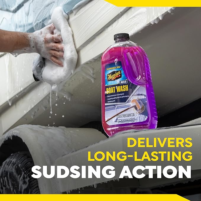 Meguiar's M43 Marine/RV Boat Wash, pH-Balanced Boat/RV Wash for Protecting Fiberglass and Gel Coat, Streak-Free Shine that Keeps Surfaces Clean and Protected, 64 Oz