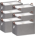 Hinwo 70L Extra Large Storage Bins, 6-Pack Closet Organizers and Storage, Foldable Clothes Storage Baskets with Handles, Containers for Clothing, Blanket, Comforters, Toys, Bedding (Gray)