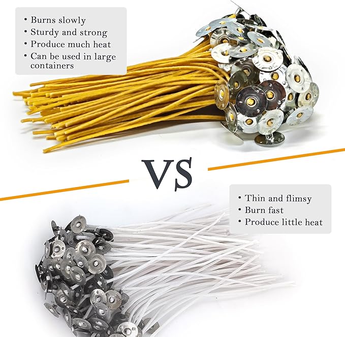 15cm Hemp Candle Wicks 100Pcs, Hemp Braided Wick for Handamde Candle Making, Pre-Waxed with Beeswax