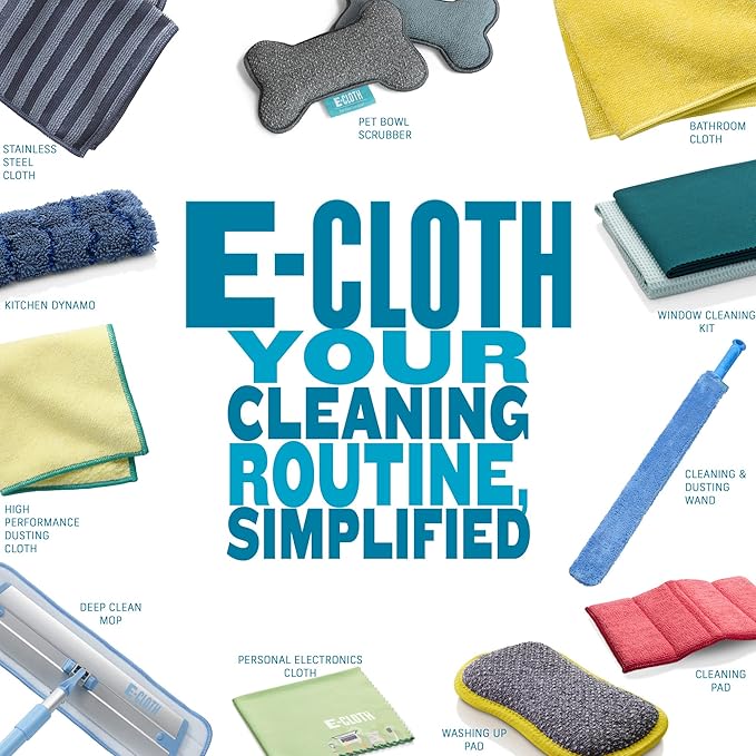 E-Cloth Microfiber Cloth, World's Leading Premium Microfiber Cleaning Cloth, Twice as Durable as Competition, 1 Year Guarantee, Ideal for Kitchen, Countertops, Sinks, and Bathrooms, Blue, 2 Pack