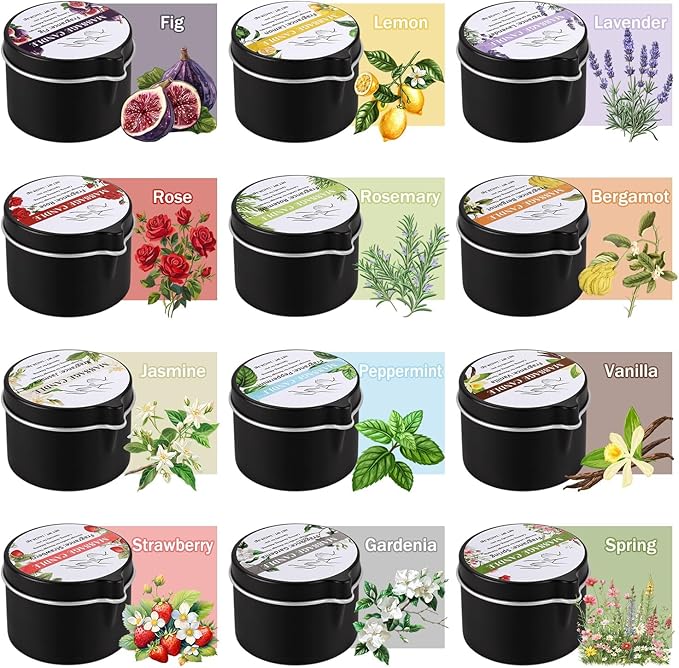 12-Pack Massage Candle Set - Low Temperature Soy Wax Melts into Silky Smooth Massage Oil, 1oz Aromatherapy Candles for Couples, Home Spa, Relaxation & Romantic Gifts (12 Scents)