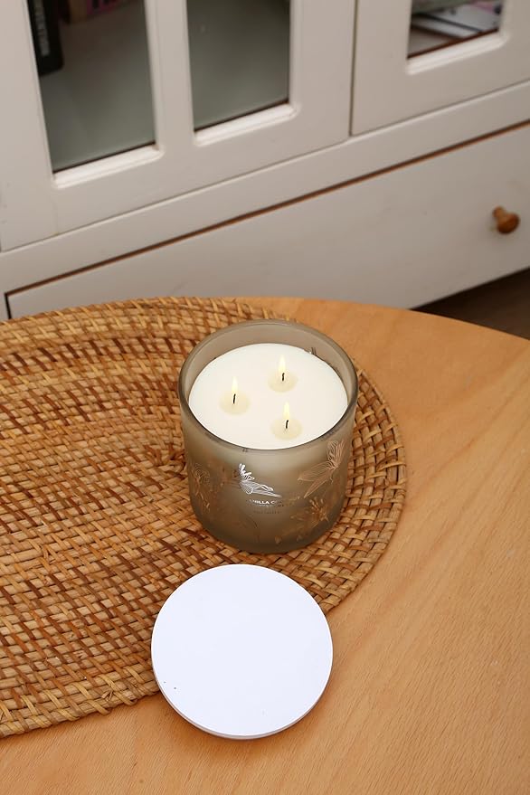 Vanilla Coconut Buttercream Candle, 14.5oz Large 3-Wick Soy Scented Candles for Home, Vanilla Cupcake Candle, Long Lasting Aromatherapy Candle, Gift for Mom Women