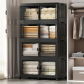 SAILUN 193Gal/772Qt Stackable Storage Bins Folding Collapsible Storage Bins with Lid, Closet Organizers and Storage Box with Door Black 33.5" W x 19" D x 69" H