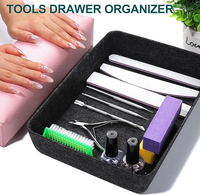 HNYYZL Desk Drawer Organizer,7 Pack Felt Drawer Organizer Shallow Drawer Organizers Felt Storage Bins,Desk organizer trays (Gray)