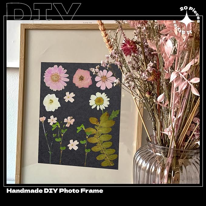 CONVELIFE Pink Dried Pressed Flowers, Real Nature Flowers with Tweezers, Pressed Flowers for Resin DIY Jewelry Candle Soap Vase Making Nail Card Scrapbook Art Craft Floral Decors