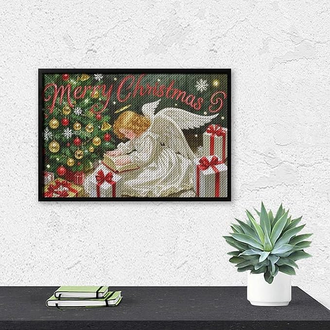 AIVKIEJK Diamond Painting Kits for Adults - Merry Christmas Angel Welcome Painting DIY 5D Full Drill Diamond Dots Paintings with Diamonds Gem Art and Crafts Home Decor 8"x12"