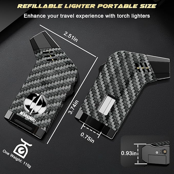 2-Pack All-in-one Torch Lighter with Cutter, Holder, Powerful Jet Flame, Gifts for Men, Windproof Lighters, Refillable Butane Lighter for Candles, Travel