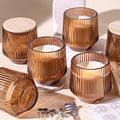 simeitol 13 OZ Candle Jars for Making Candles - 6 Pack Terracotta Ribbed Glass Candle Jars, Candle Making Jars, with Bamboo Lids and Candle Wick Kit, Candle Vessels Bulk for DIY