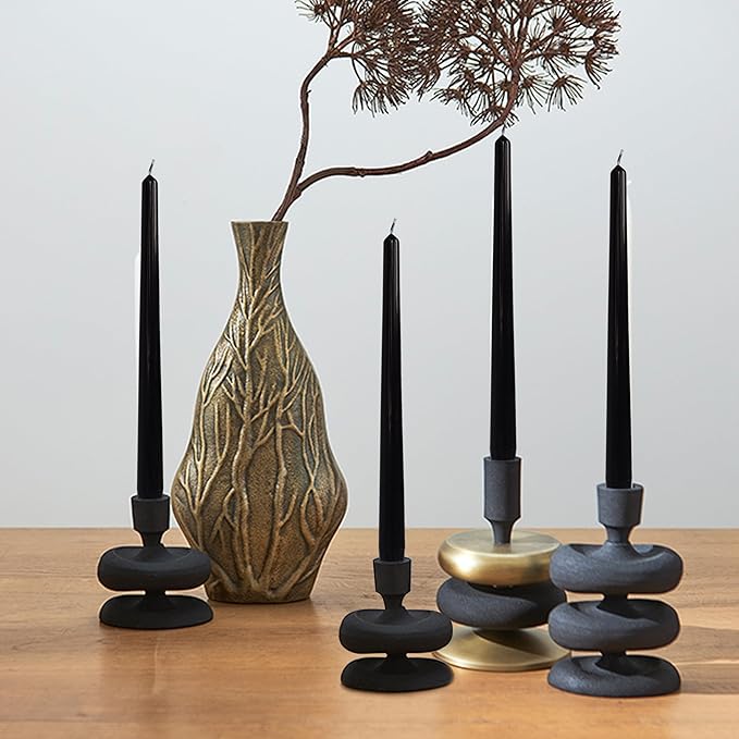 Dripless Unscented Black Taper Candles Smokeless Long Lasting Burn Elegant Tall 10 Inch Candlesticks for Home Décor Holiday Gift Dinner Party Formal Events