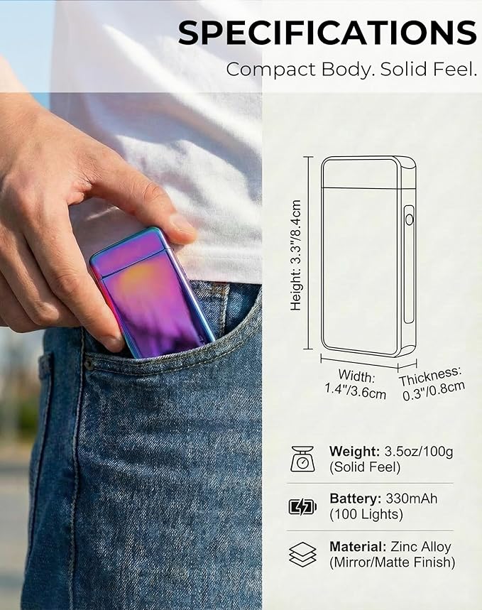 Electric Lighter USB Rechargeable Plasma Lighter, with Windproof High Power Arc Mirror-Polished Metal Ice Touch Surface, with Gift Box, for Outdoor Travel Grill BBQ Candle (Magic)