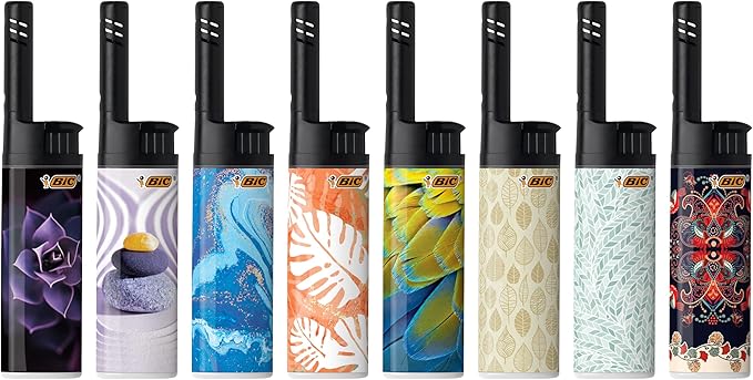 BIC EZ Reach Lighters, Long Metal Wand Candle Lighter, Home Décor Collection, 6-Pack (Designs May Vary)