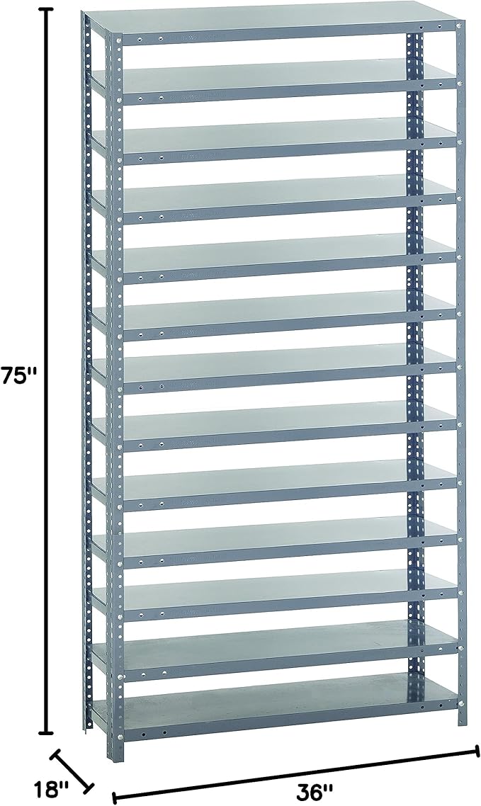 Quantum Storage Systems 1275-000 IRONMAN Solid Heavy Duty 13 Shelves 75" H x 36" W x 12" D