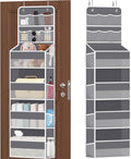 6-Tier Over The Door Organizer with Mesh Pockets, Baby Nursery Storage for Closet, Bathroom and Bedroom, Adjustable Hanging Closet Organizer for Cosmetics, Books and Essentials (Dark Grey)