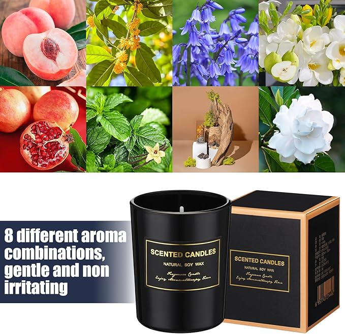 MTLEE 24 Pcs Candles for Home Scented Aromatherapy Jar Candle Gift for Women Bulk 8 Long Lasting Aromatherapy Jar Soy Wax Candle Gift for Christmas Birthday Employee(Classic Style,Fresh Scent)