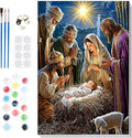 Bowetile Nativity Scene Paint by Numbers for Adults Beginners Framed, Adults' Paint-by-Number Christmas Kits on Canvas, Acrylic Number Painting Gifts for Home Wall Decor, 8x12in