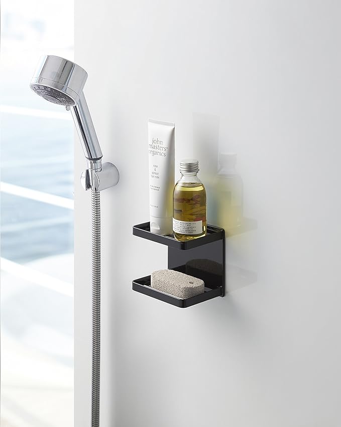 山崎実業(Yamazaki) BT-TW P Bathroom Rack, 約W12XD8.5XH10cm, Black