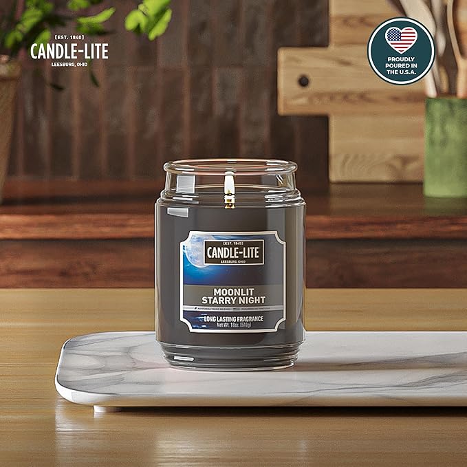 Candle-lite Scented Candles, Moonlight Starry Night, 18 oz Jar, Proudly Poured in The USA, Aromatherapy Candle, Single-Wick with 110 Hours of Burn Time, Perfect for Creating a Refreshing Ambiance