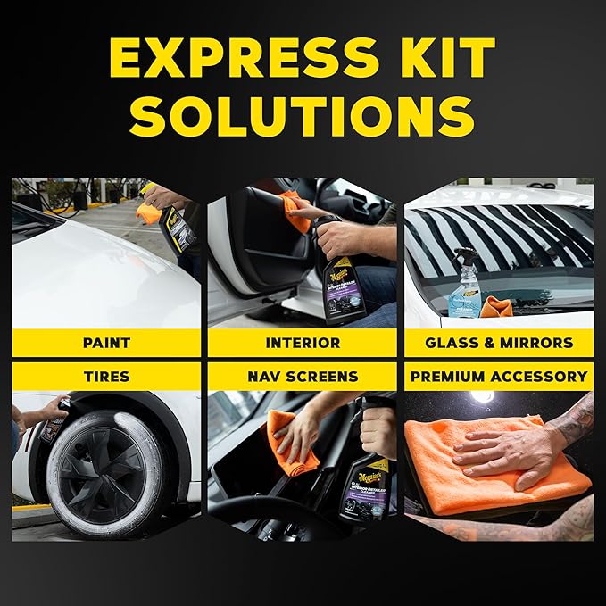 Meguiar's Drive-Thru Car Wash Express Touch-Up Kit - The Perfect Car Detailing Kit for Touching Up After Running Through an Automatic Car Wash or After Washing Your Ride at Home, Clean Inside and Out