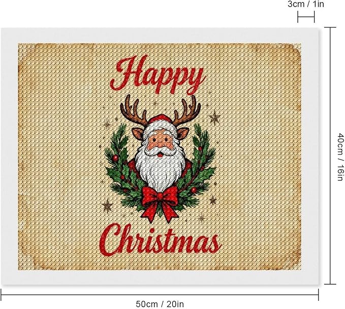 AIVKIEJK Diamond Painting Kits for Adults - Christmas Santa Claus Holly Berries & Snowflakes Painting DIY 5D Full Drill Diamond Dots Paintings with Diamonds Gem Art and Crafts Home Decor 16"x20"