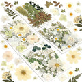 Dried Flowers, Resiners 100Pcs Pressed Flowers for Craft Whtie Real Natural Dried Flowers Dry Leaves Kit for DIY Making Crafts Resin Soap Candle Scrapbook Supplies Card Making Jewelry