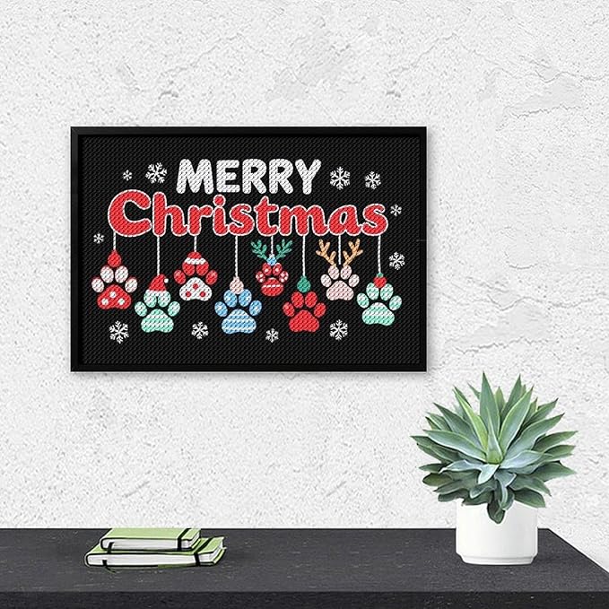 AIVKIEJK Diamond Painting Kits for Adults - Merry Christmas Paw Painting DIY 5D Full Drill Diamond Dots Paintings with Diamonds Gem Art and Crafts Home Decor 8"x12"