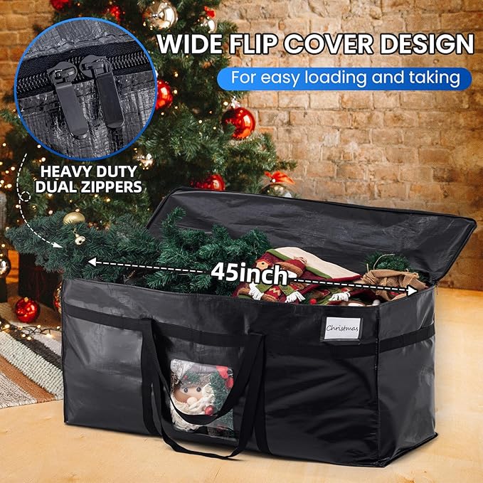 TAILI 69 Gallon Extra Large Storage Bags, XXL Black Heavy Duty Moving Bags For Storage with Visible Window, Wrap Around Handles, Totes for Space Saving, Alternative to Moving Boxes