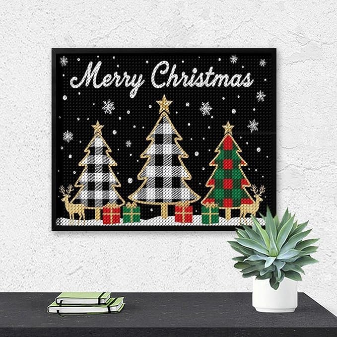 AIVKIEJK Diamond Painting Kits for Adults - Merry Christmas Tree Holiday Painting DIY 5D Full Drill Diamond Dots Paintings with Diamonds Gem Art and Crafts Home Decor 16"x20"