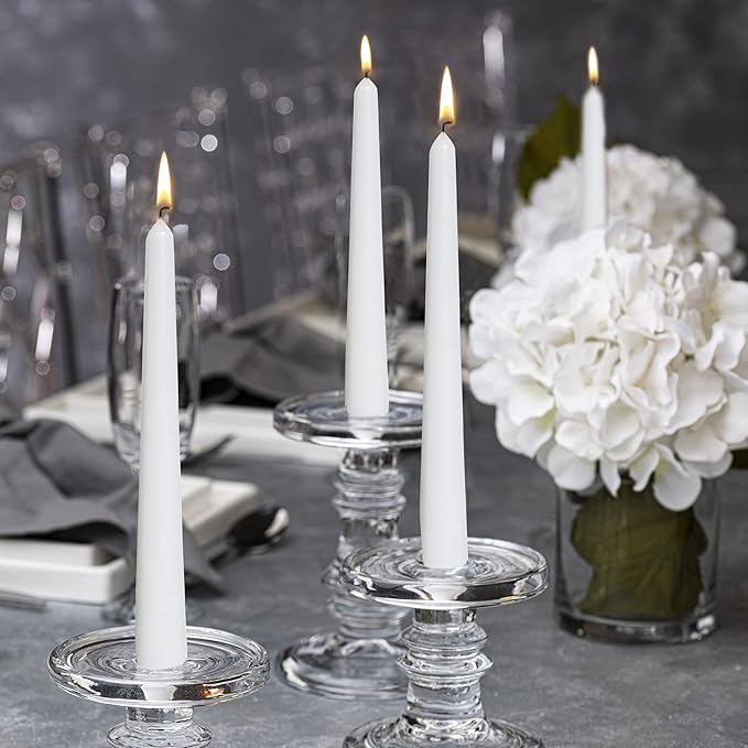 BOLSIUS White Taper Candles - 3 Packs = Total 90 Candles - 8 Hours - Premium European Quality - Consistent Smokeless Flame - Unscented Dripless Candlesticks